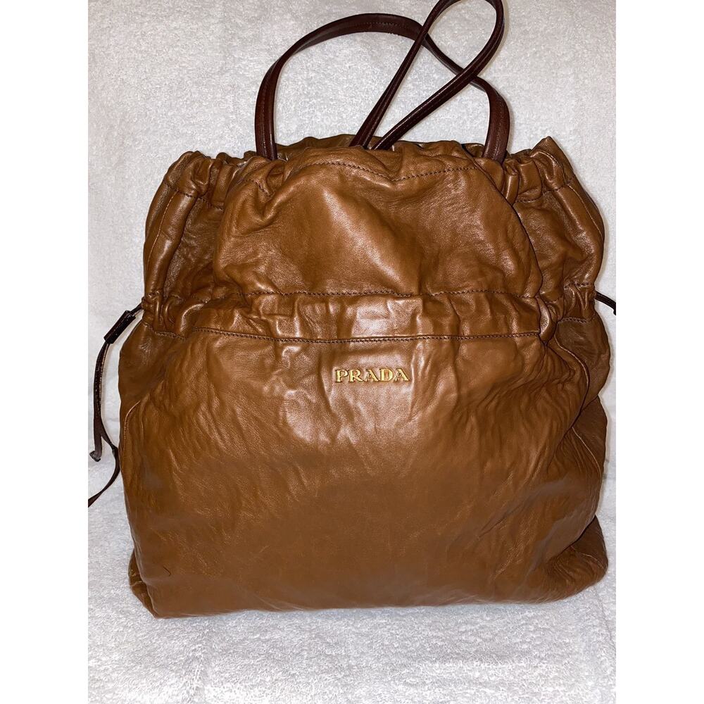 Prada Leather Drawstring Tote